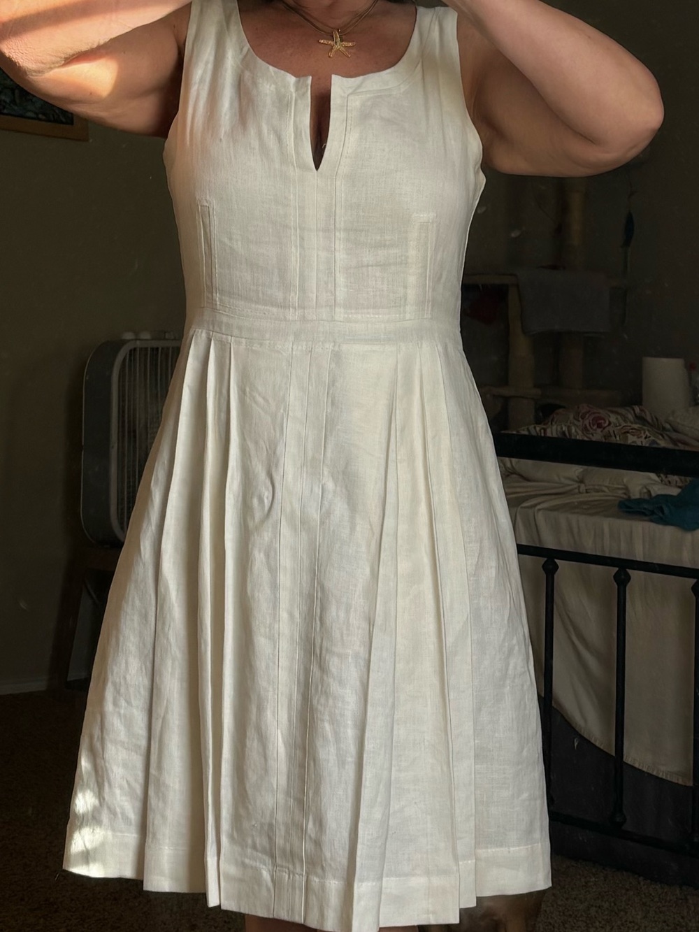 Tory Burch Ivory Sleeveless Linen Dress. LIKE NEW